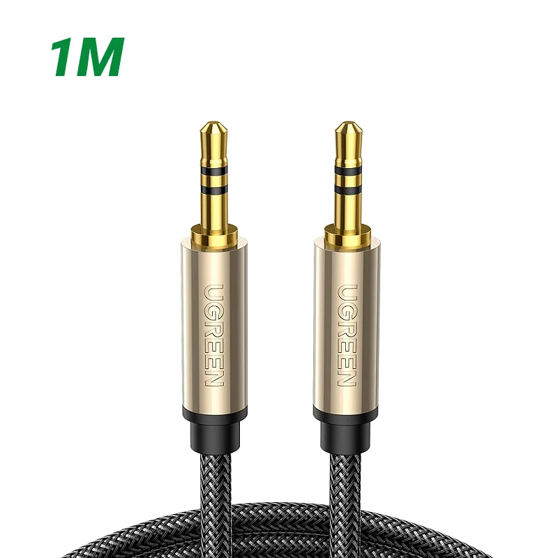 Ugreen 10602 1M màu Đen Cáp âm thanh 2 đầu 3.5mm dương cao cấp AV125