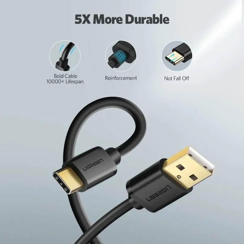 Ugreen 10665 25CM Màu Cam Cáp Usb 2.0 Sang Type C mạ vàng US141