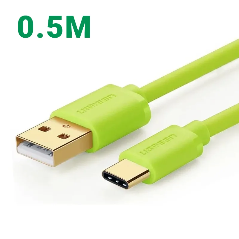 Ugreen 10660 0.5M Màu Xanh lá Cáp sạc, truyền dữ liệu USB A 2.0 sang USB Type-C mạ vàng 24K US141