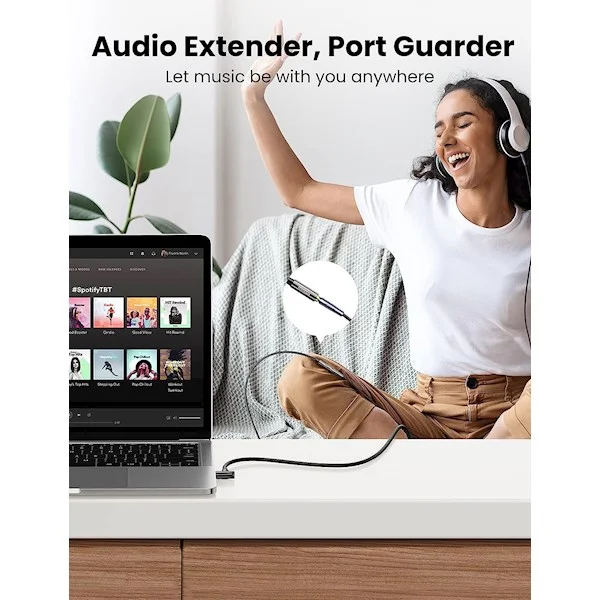 Ugreen 10683 5m 3.5mm bẻ vuông góc 90 độ cáp nối dài Headphone jack 3.5 — ảnh 5