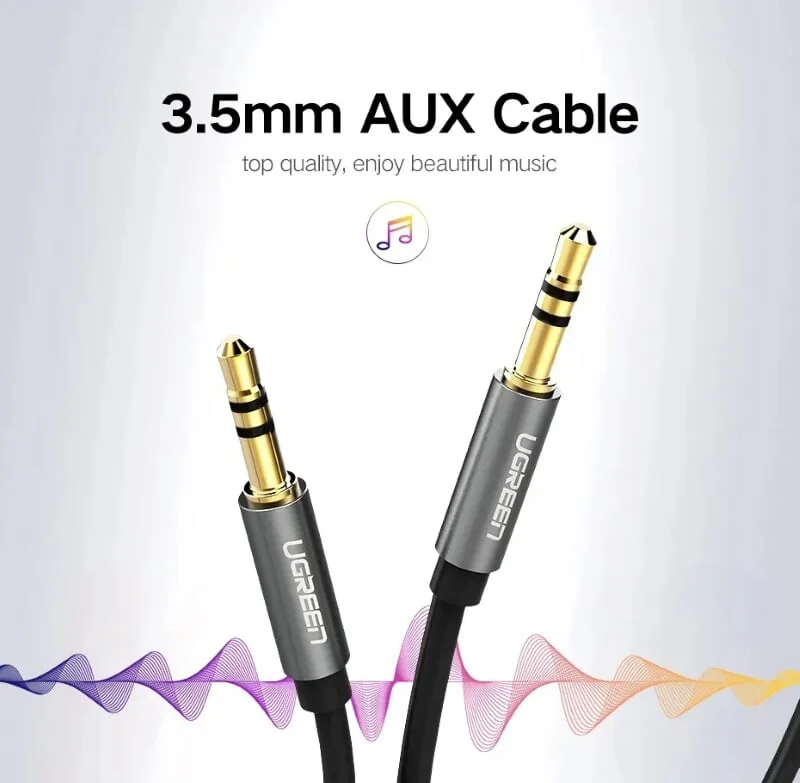Ugreen 10721 1.5M màu Đen Cáp âm thanh 2 đầu 3.5mm dương dây dẹt AV119