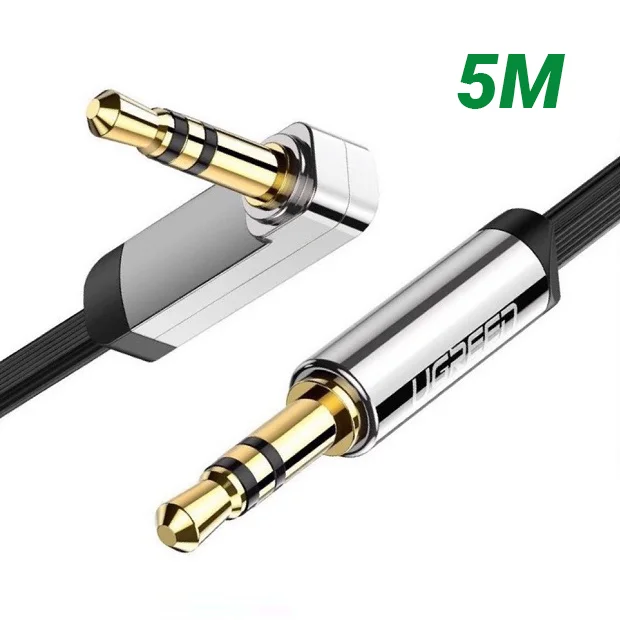 Ugreen 10729 5M màu Đen Cáp âm thanh 2 đầu 3.5mm dương đầu vuông góc mạ vàng AV119