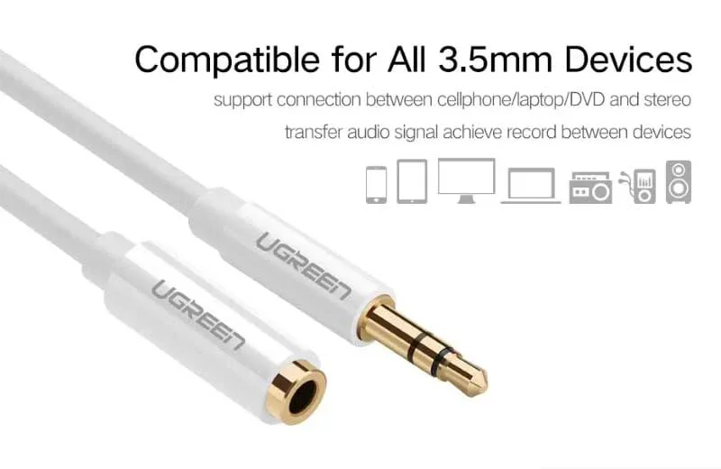 Ugreen 10746 0.5M màu Trắng Cáp âm thanh 3.5mm nối dài AV124 — ảnh 3