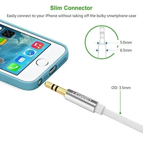 Ugreen 10753 2M màu Trắng Cáp âm thanh 2 đầu 3.5mm dương dây tròn TPE cao cấp AV119 — ảnh 3