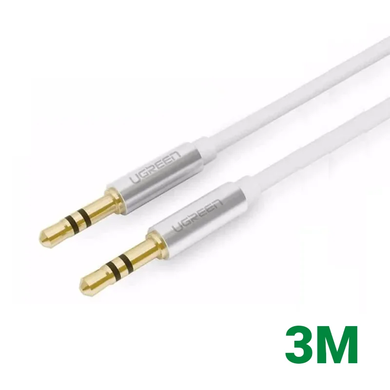 Ugreen 10754 3M màu Trắng Cáp âm thanh 2 đầu 3.5mm dương dây tròn TPE cao cấp AV119 — ảnh 1