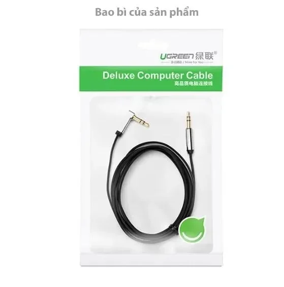 Ugreen 10761 5M màu Trắng Cáp âm thanh 2 đầu 3.5mm dương đầu vuông góc mạ vàng AV119 — ảnh 11