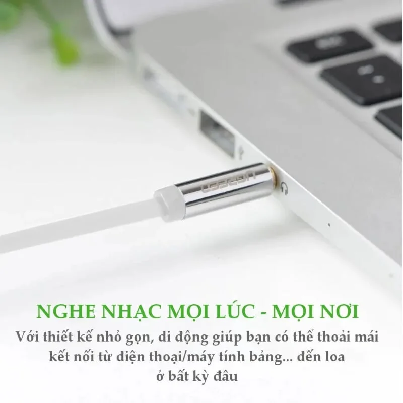 Ugreen 10763 1M màu Trắng Cáp âm thanh 2 đầu 3.5mm dương dây dẹt AV119 — ảnh 10