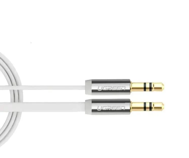 Ugreen 10766 3M màu Trắng Cáp âm thanh 2 đầu 3.5mm dương dây dẹt AV119 — ảnh 3