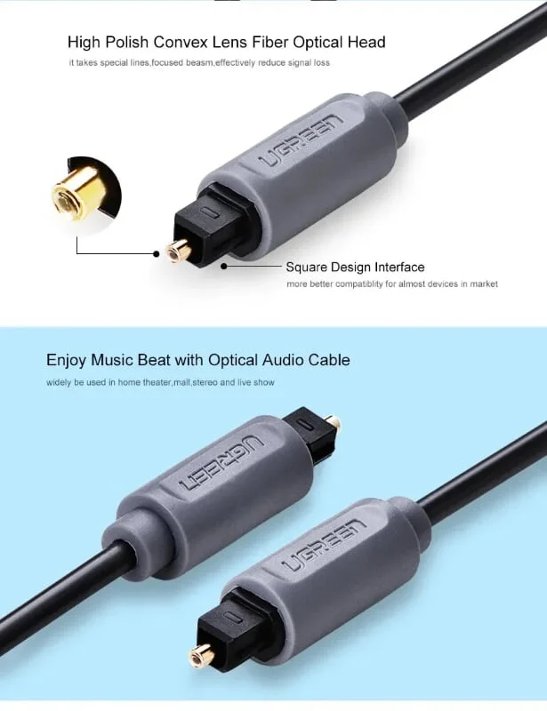 Ugreen 10771 3M màu Xám Dây cáp quang âm thanh 2 đầu dương AV122 — ảnh 3