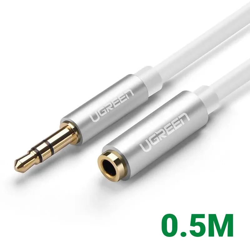 Ugreen 10773 0.5M màu Trắng Cáp âm thanh 3.5mm nối dài đầu nhôm AV118 — ảnh 1