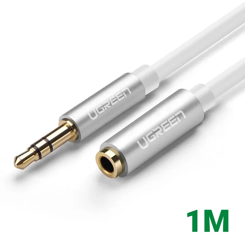 Ugreen 10774 1M màu Trắng Cáp âm thanh 3.5mm nối dài đầu nhôm AV118 — ảnh 1