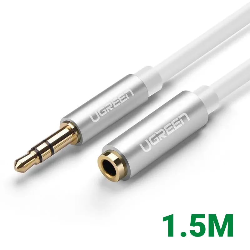 Ugreen 10775 1.5M màu Trắng Cáp âm thanh 3.5mm nối dài đầu nhôm AV118 — ảnh 1