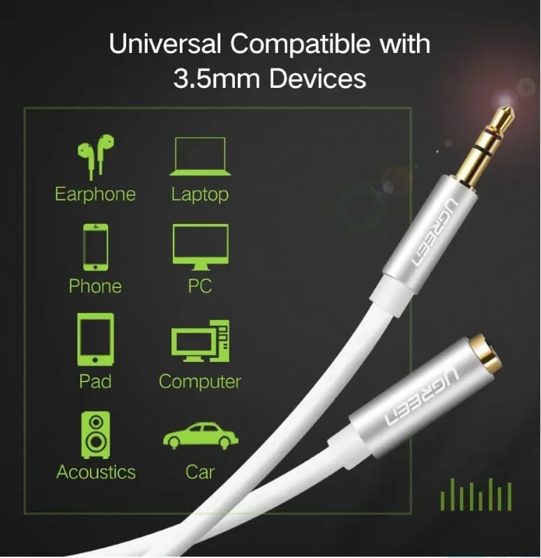 Ugreen 10777 3M màu Trắng Cáp âm thanh 3.5mm nối dài đầu nhôm AV118 — ảnh 7