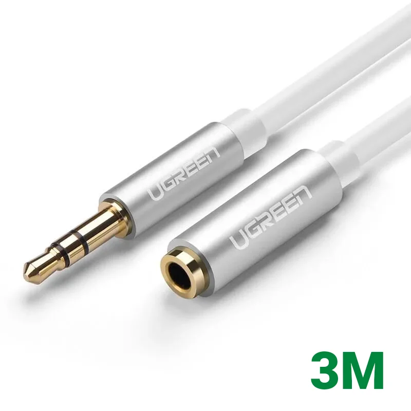 Ugreen 10777 3M màu Trắng Cáp âm thanh 3.5mm nối dài đầu nhôm AV118