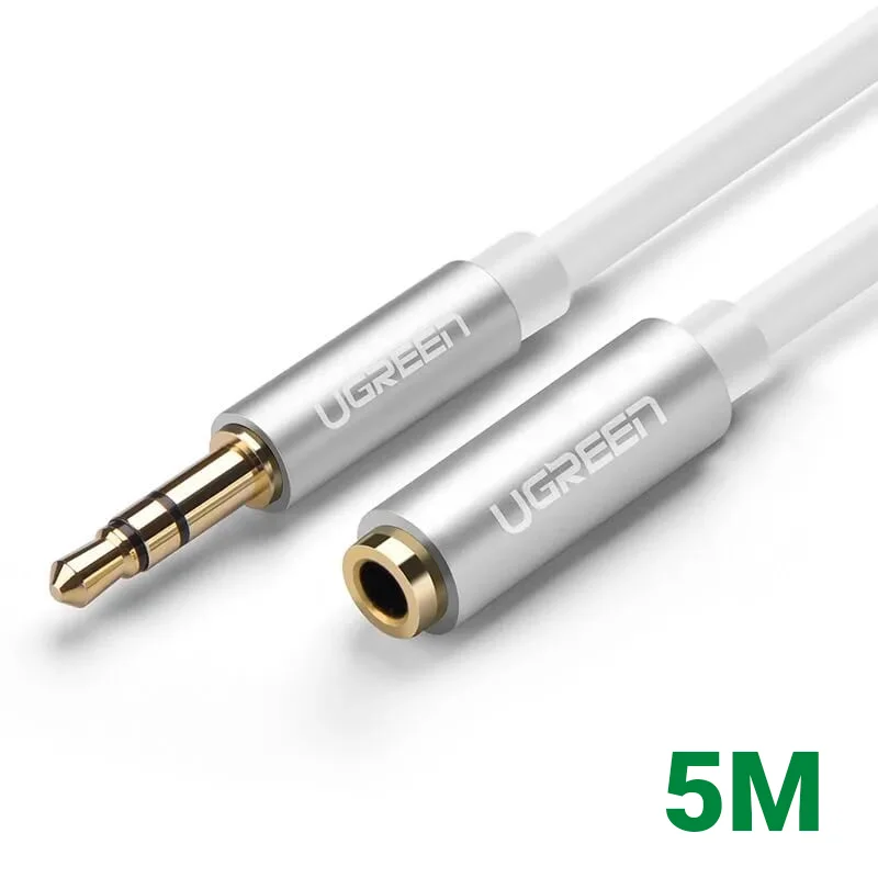Ugreen 10778 5M màu Trắng Cáp âm thanh 3.5mm nối dài đầu nhôm AV118 — ảnh 1