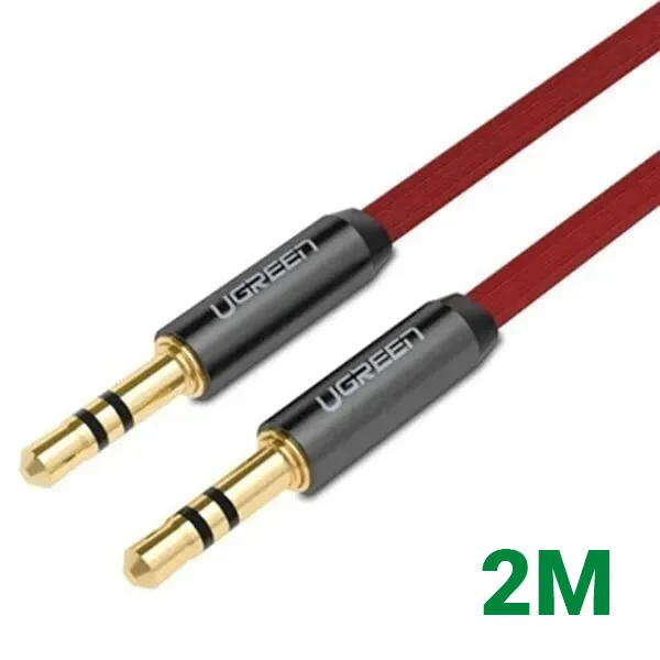 Ugreen 10794 2M màu Đỏ Cáp âm thanh 2 đầu 3.5mm dương AV119
