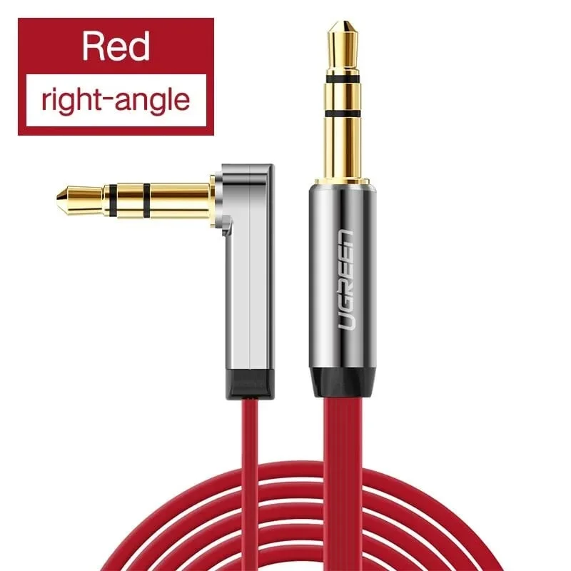 Ugreen 10798 1M Đỏ Cáp âm thanh 2 đầu 3.5mm dương chữ L dây dẹt AV119 — ảnh 3