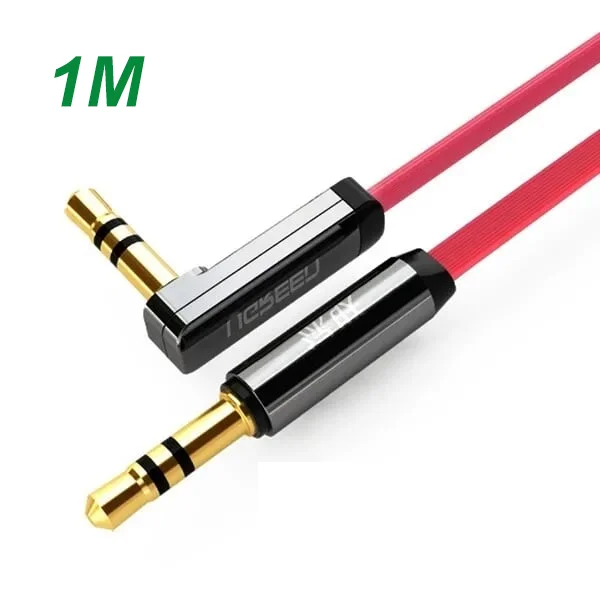 Ugreen 10798 1M Đỏ Cáp âm thanh 2 đầu 3.5mm dương chữ L dây dẹt AV119 — ảnh 1