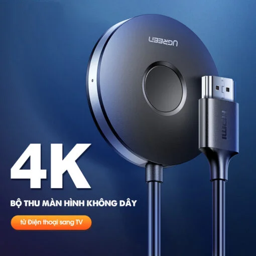 Ugreen 10944 4K Màu Đen Bộ kết nối HDMI không dây hổ trợ băng tần kép 2.4G và 5G có kèm dây HDMI + dây nguồn USB-C CM242 — ảnh 4
