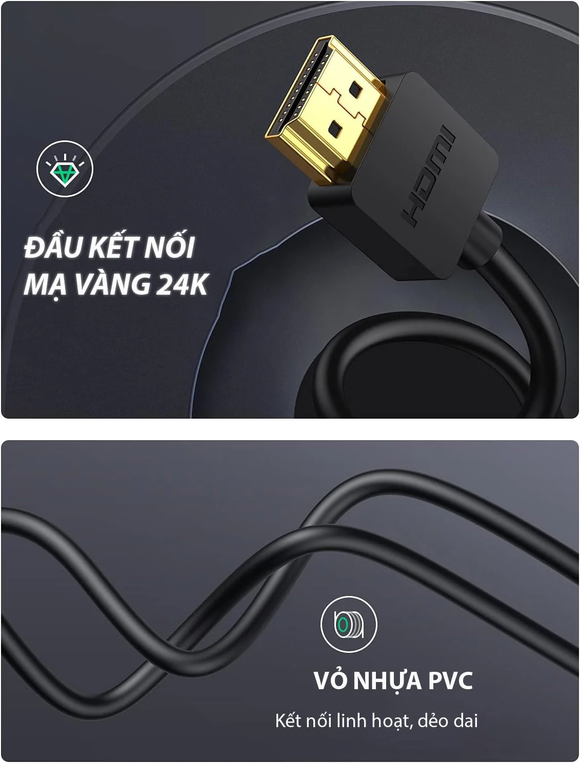 Ugreen 10117 2M màu Đen Cáp chuyển đổi Mini HDMI sang HDMI thuần đồng HD108