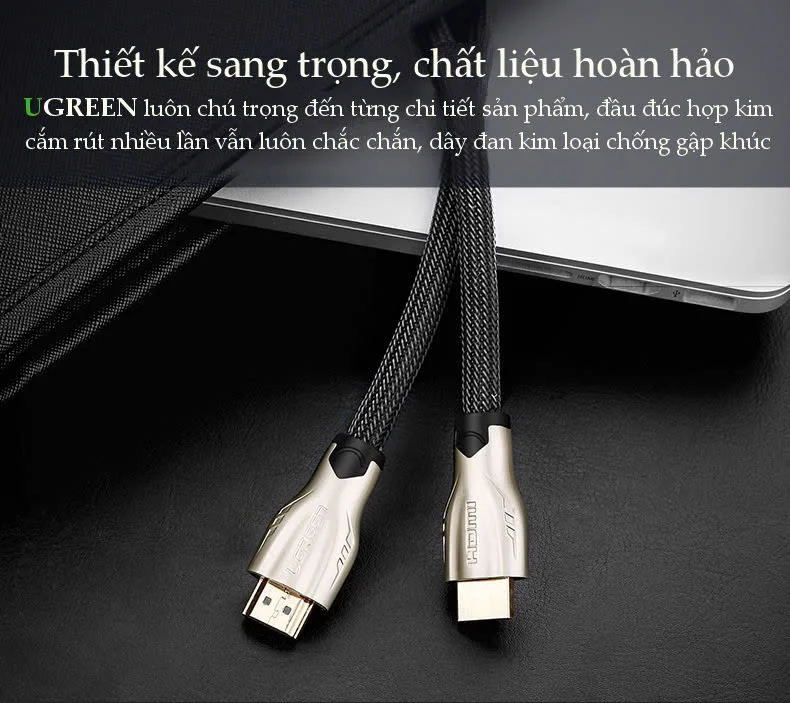 Ugreen 11190 1.5M màu Đen Cáp tín hiệu HDMI vỏ bọc lưới cao cấp HD102 — ảnh 8