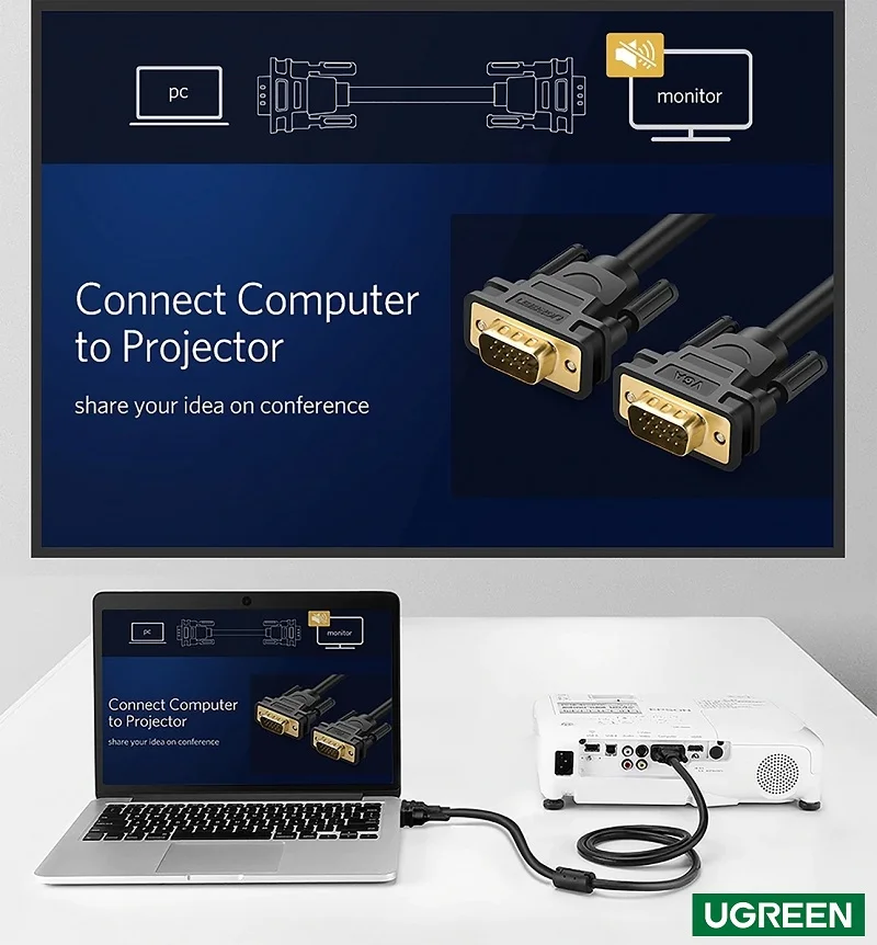 Ugreen 11646 2M màu Đen Cáp tín hiệu 2 đầu VGA VG101 — ảnh 5