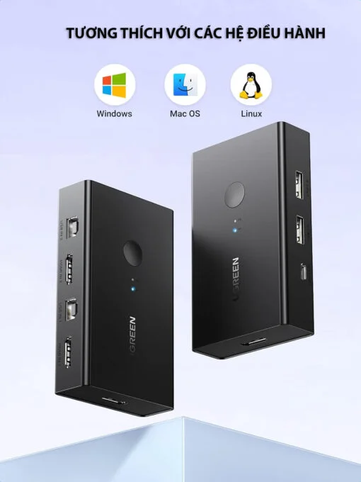 Ugreen 15166 4K 60Hz 5M Bộ chuyển tín hiệu 2 CPU dùng 1 Màn hình cổng HDMI KVM Switch USB kèm dây USB-B hổ trợ hot key cm571 — ảnh 7