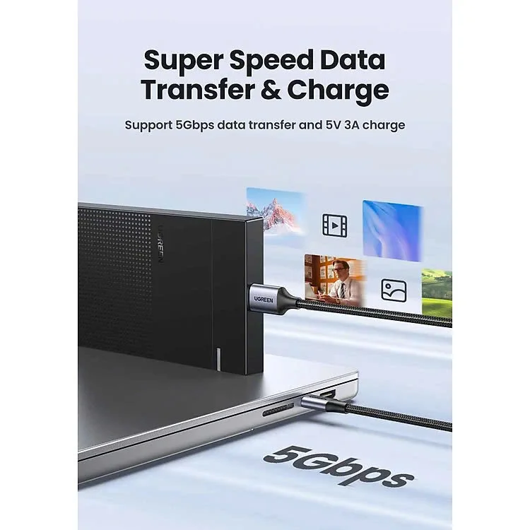 Ugreen 15231 0.5M USB type C sang Micro B Màu Xám Cáp chuyển US565