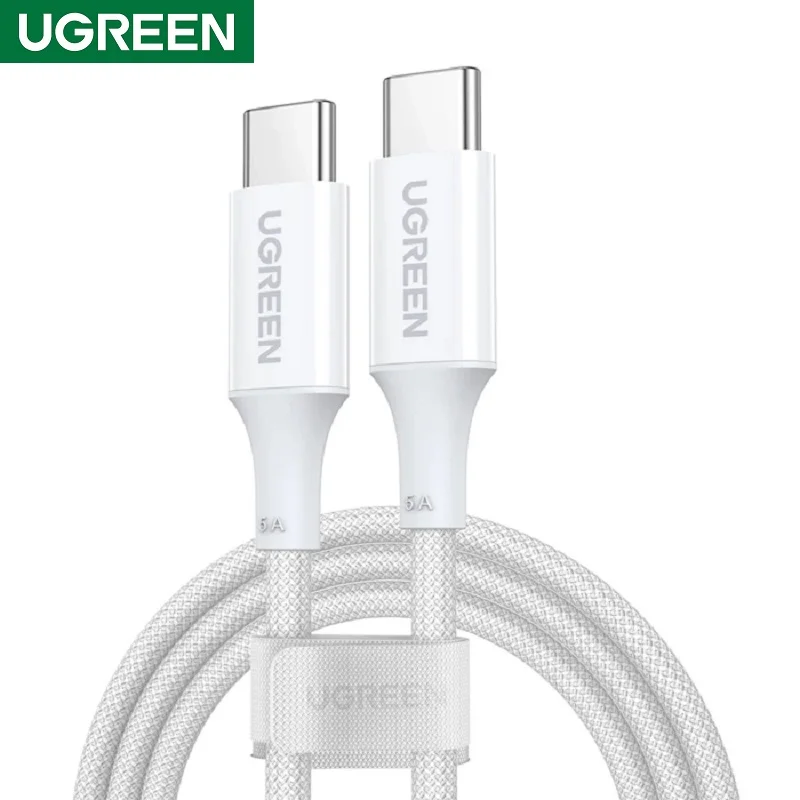 Ugreen 15269 100W 2M QC4.0 5A Cáp sạc nhanh USB-C dây bọc dù Màu Trắng US557 — ảnh 2