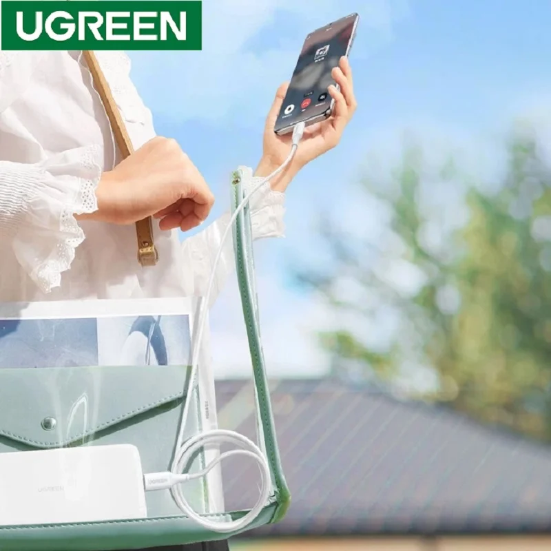 Ugreen 15269 100W 2M QC4.0 5A Cáp sạc nhanh USB-C dây bọc dù Màu Trắng US557 — ảnh 5