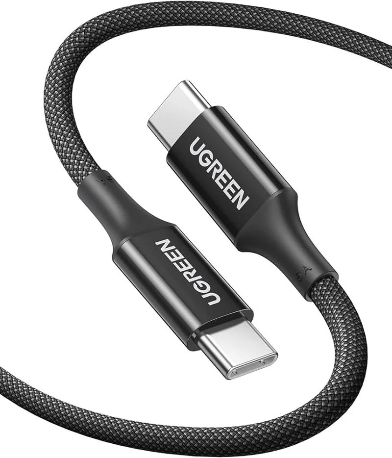 Ugreen 15274 0.5m 100W QC4.0 5A cáp sạc nhanh USB-C dây bọc dù Màu Đen US557 — ảnh 2