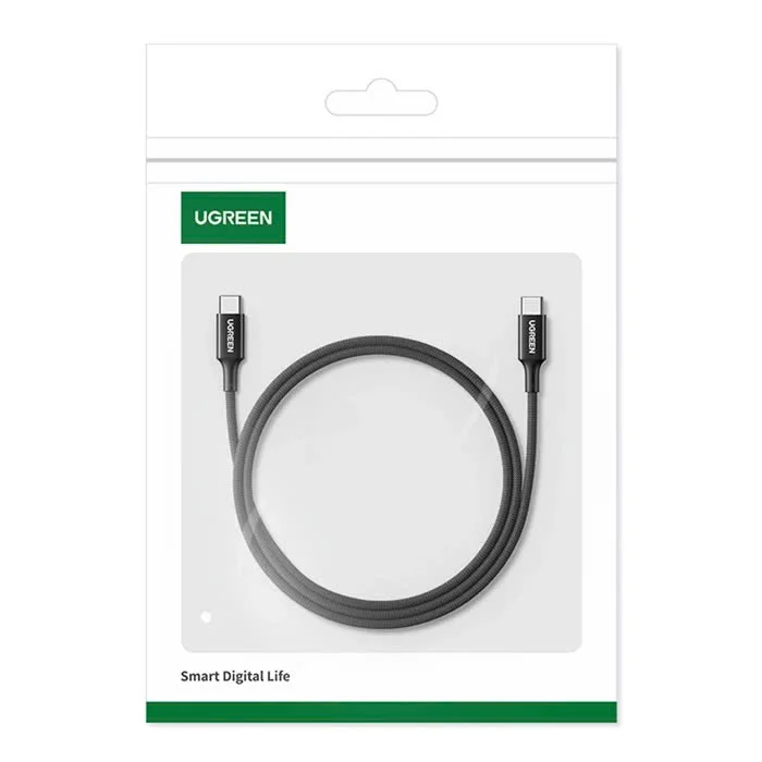 Ugreen 15274 0.5m 100W QC4.0 5A cáp sạc nhanh USB-C dây bọc dù Màu Đen US557 — ảnh 12