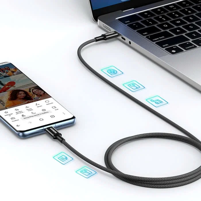 Ugreen 15277 2m 100W QC4.0 5A cáp sạc nhanh USB-C dây bọc dù Màu Đen US557