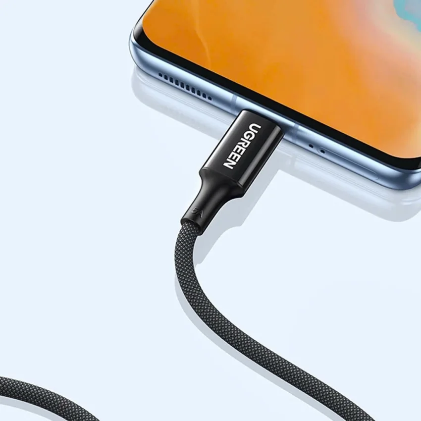 Ugreen 15277 2m 100W QC4.0 5A cáp sạc nhanh USB-C dây bọc dù Màu Đen US557