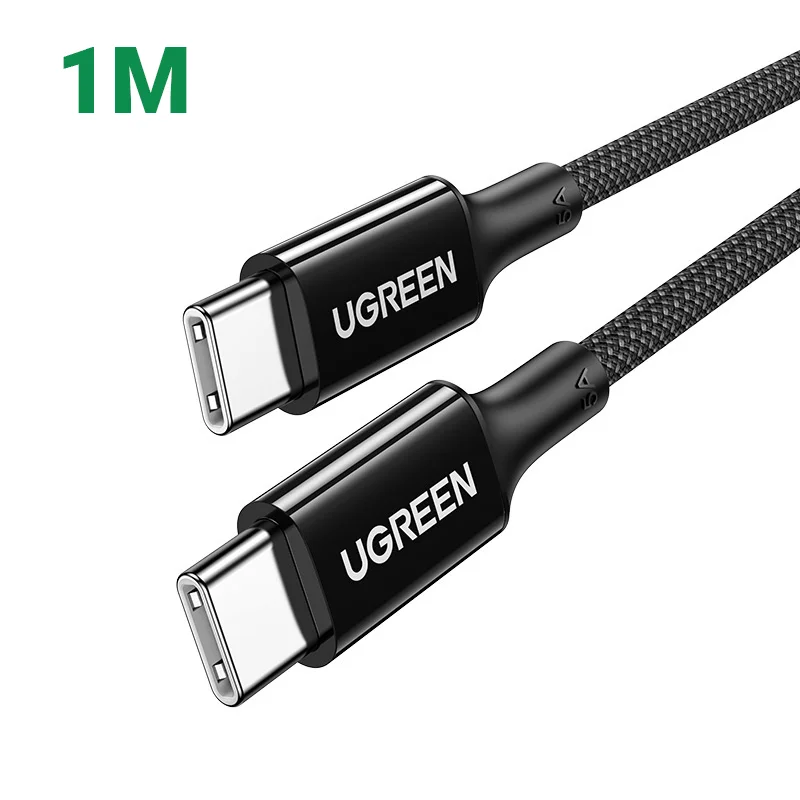 Ugreen 15275 1m 100W QC4.0 5A cáp sạc nhanh USB-C dây bọc dù Màu Đen US557