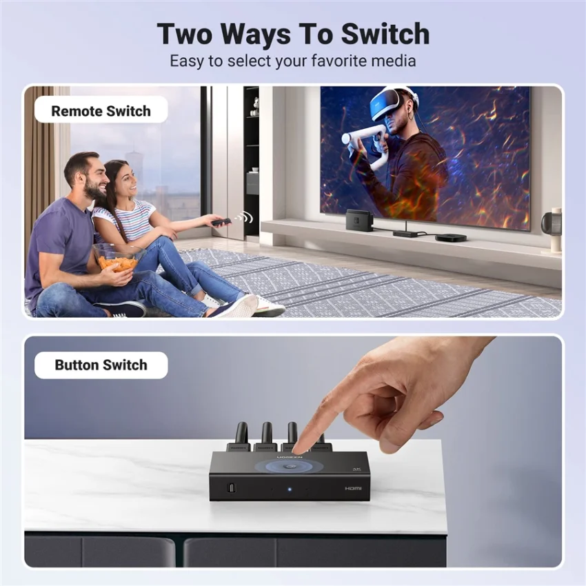 Ugreen 15376 4k 60hz Bộ gộp tín hiệu HDMI 3 vào 1 ra cm598