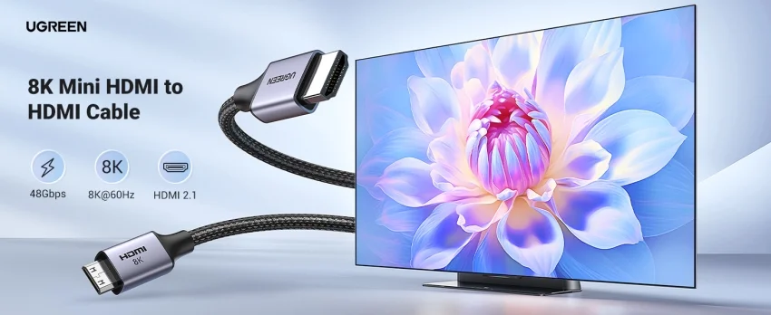 Ugreen 15514 1M 8K60Hz 2.1 Cáp chuyển Mini HDMI sang HDMI dây bọc dù HD163