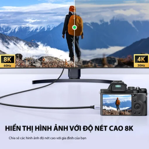 Ugreen 15516 1M 8K60hz 2.1 Cáp chuyển Micro HDMI sang HDMI dây bọc dù HD164