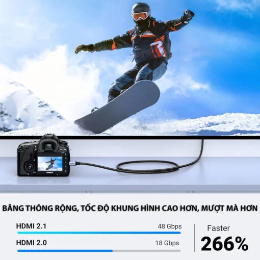 Ugreen 15516 1M 8K60hz 2.1 Cáp chuyển Micro HDMI sang HDMI dây bọc dù HD164 — ảnh 6