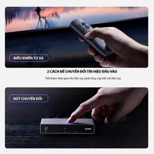 Ugreen 15604 8K60Hz v2.1 hdmi 3 vào 1 ra có kèm remote hỗ trợ độ phân giải cao 4K120Hz có cáp nguồn USB-A to C dài 1.5M Bộ gộp HDMI CM624 — ảnh 6