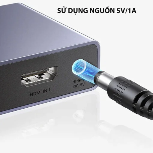 Ugreen 15604 8K60Hz v2.1 hdmi 3 vào 1 ra có kèm remote hỗ trợ độ phân giải cao 4K120Hz có cáp nguồn USB-A to C dài 1.5M Bộ gộp HDMI CM624