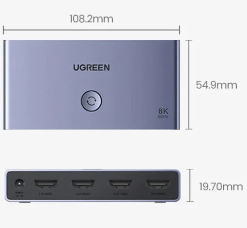 Ugreen 15604 8K60Hz v2.1 hdmi 3 vào 1 ra có kèm remote hỗ trợ độ phân giải cao 4K120Hz có cáp nguồn USB-A to C dài 1.5M Bộ gộp HDMI CM624