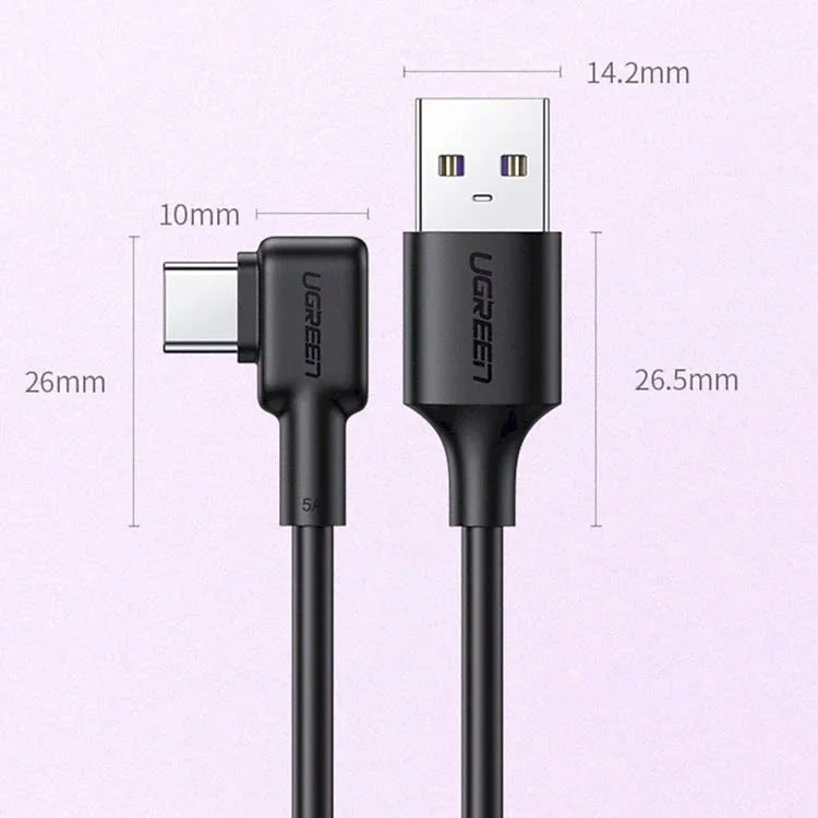 Ugreen 20104 2m 5A bẻ góc 90 độ cáp Sạc nhanh 3.0 USB A ra Type C US307 — ảnh 14