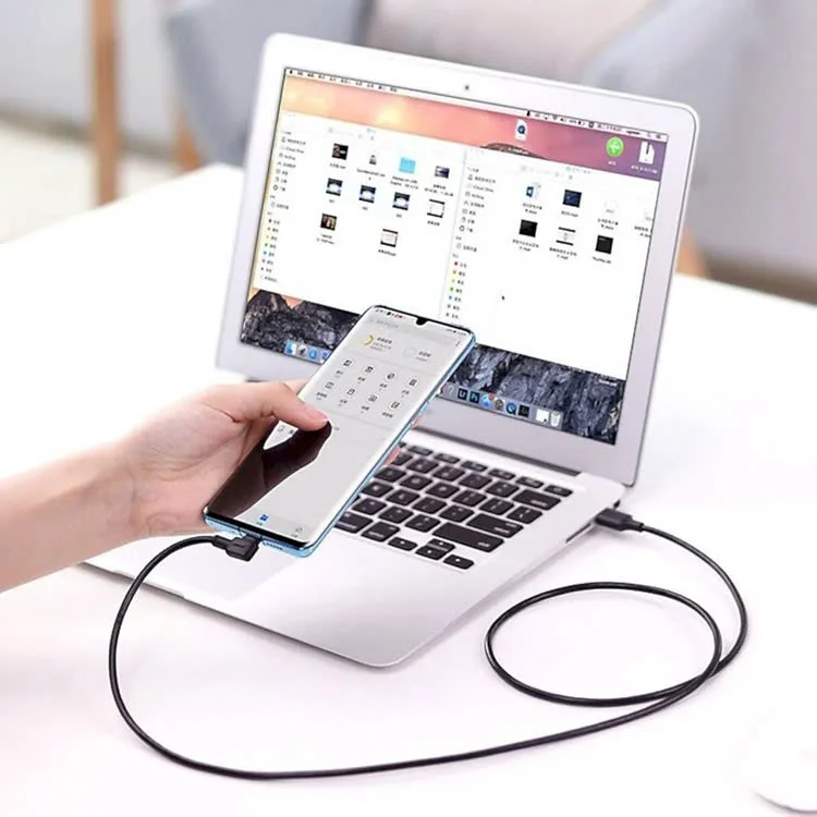 Ugreen 20104 2m 5A bẻ góc 90 độ cáp Sạc nhanh 3.0 USB A ra Type C US307