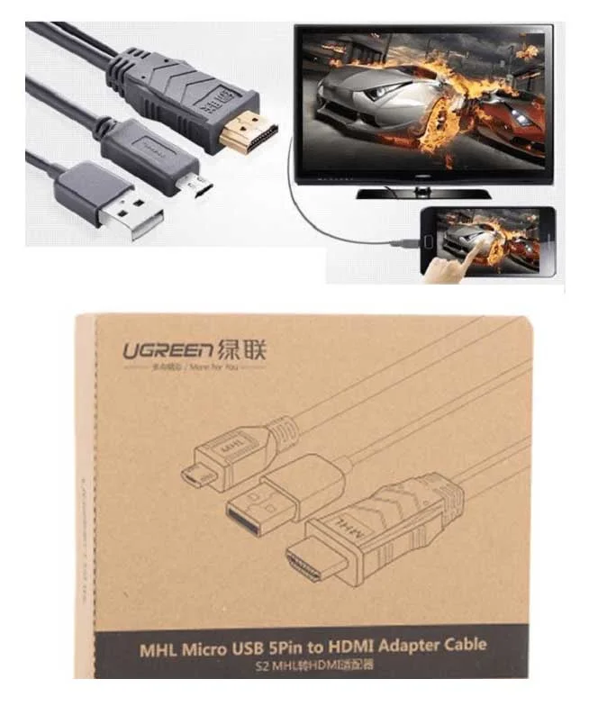 Ugreen 20138 3M màu Xám Cáp MHL Micro USB sang HDMI MH101 — ảnh 4