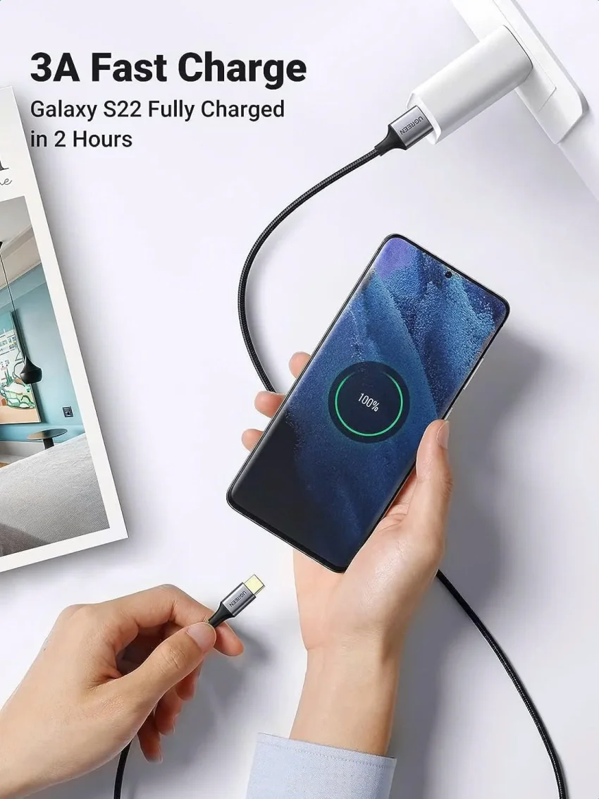 Ugreen 20287 1M màu đen Cáp sạc nhanh, truyền dữ liệu USB 3.0 sang USB-C US187 — ảnh 3