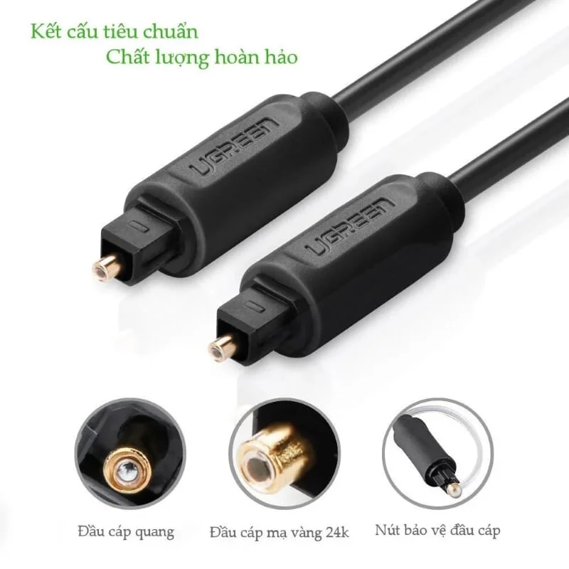 Ugreen 20590 3M Đen Dây cáp quang âm thanh 2 đầu dương AV122