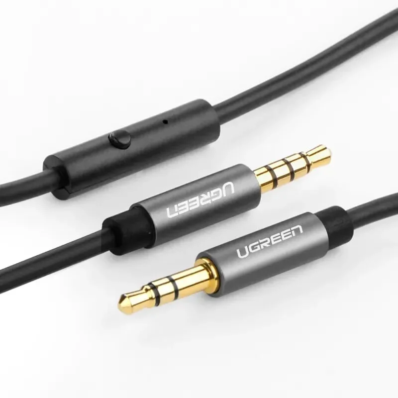 Ugreen 20705 2M màu Đen Cáp âm thanh 2 đầu 3.5mm dương dây xoắn AV129