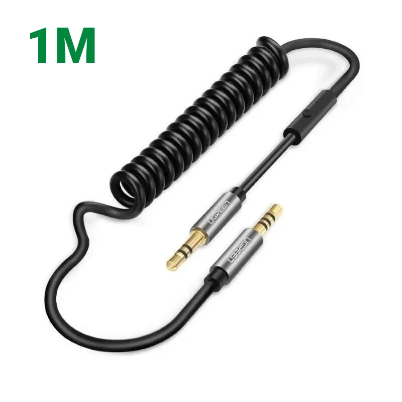 Ugreen 20704 1M màu Đen Cáp âm thanh 2 đầu 3.5mm dương dây xoắn AV129