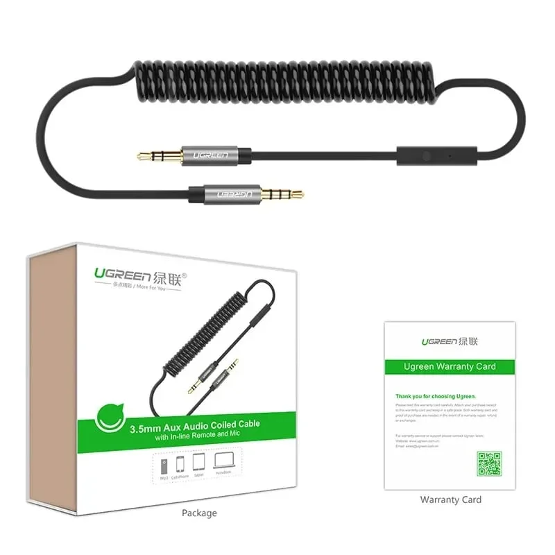 Ugreen 20705 2M màu Đen Cáp âm thanh 2 đầu 3.5mm dương dây xoắn AV129 — ảnh 11